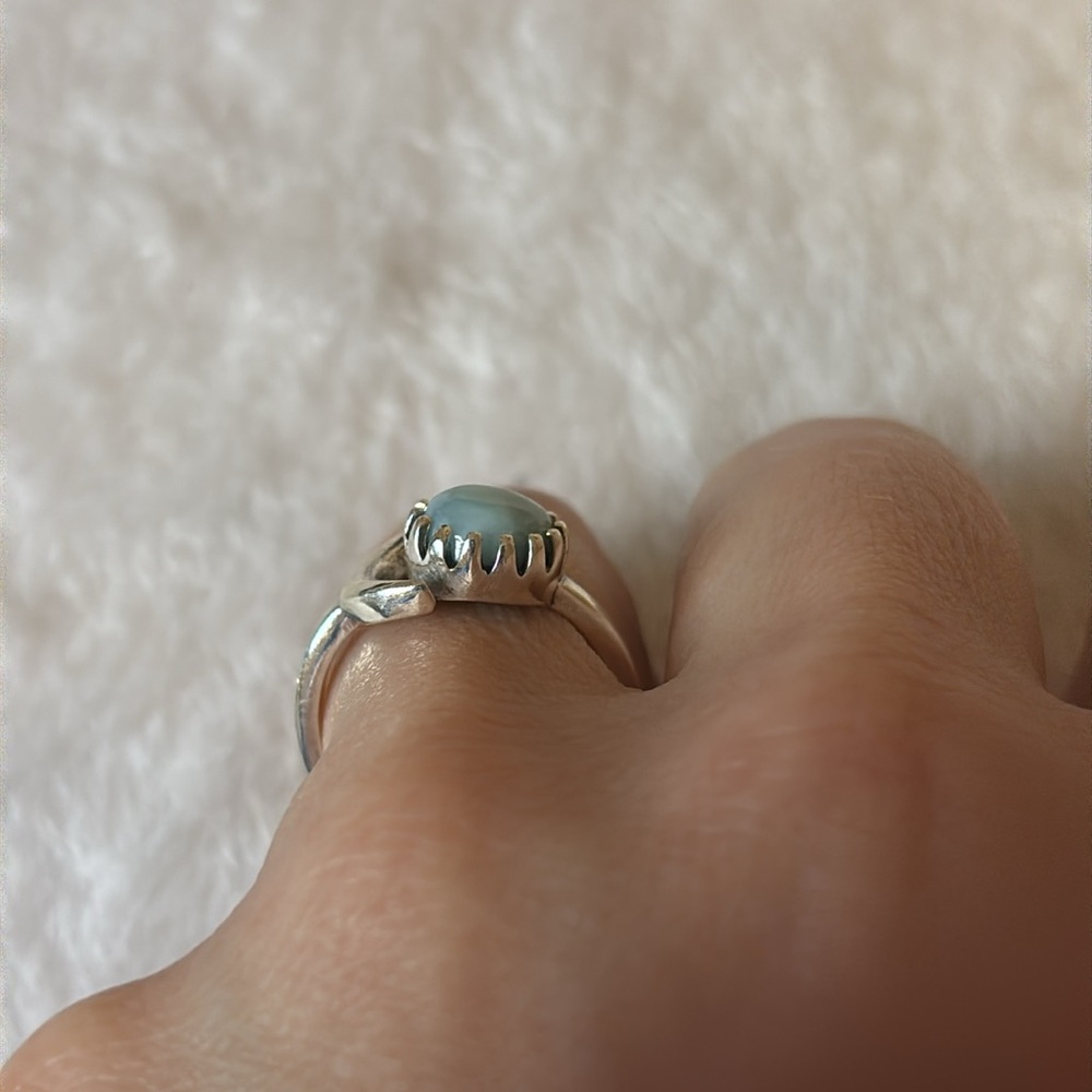 🩵 NEW Natural Larimar 925 Sterling Silver Ring size 7.5 adjustable - Picture 4 of 6